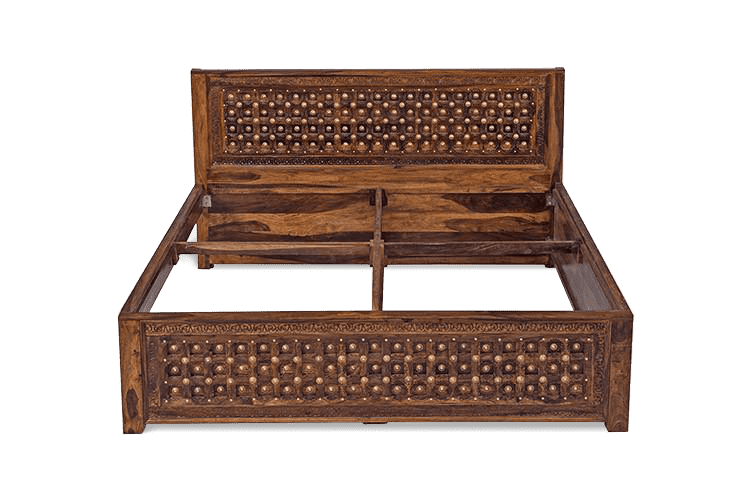 Thumbnail: Solid Wood Brass Bed C With Trolley Storage