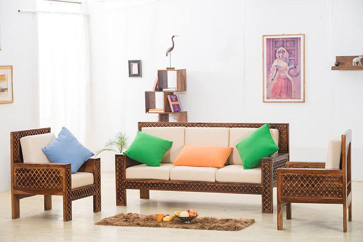 Thumbnail: Solid Wood Brass Royal  Sofa Set B
