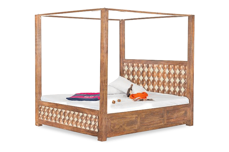 Thumbnail: Solid Wood Poster Bed Brass Royale