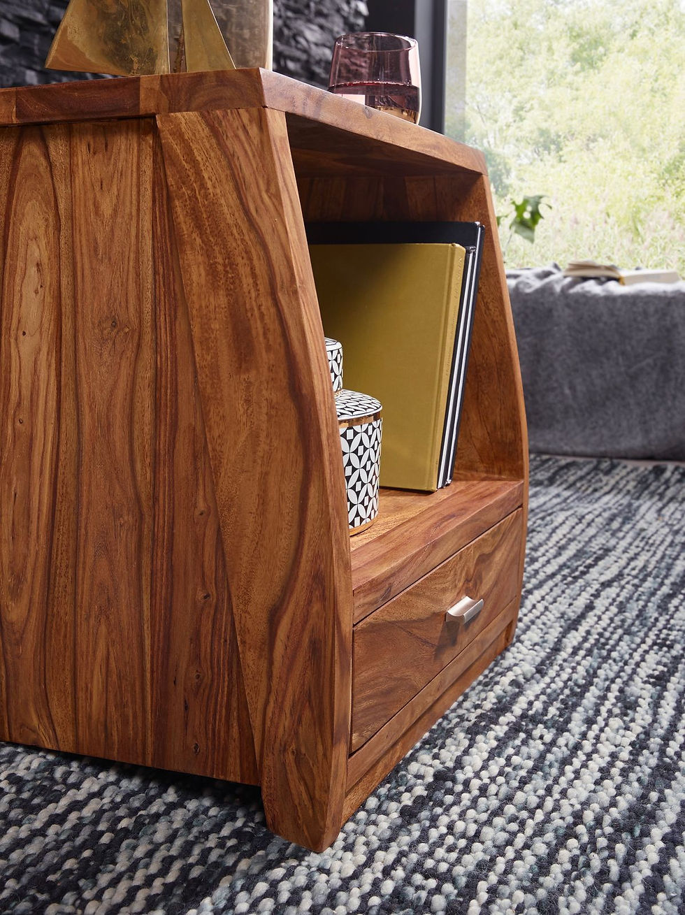 Thumbnail: Solid Wood Slant Bed Side Table With Drawer