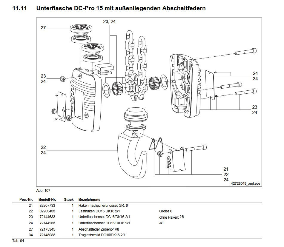 Miniaturbild: Demag Hakenmaulsicherungsset Gr.6, 3ér Set, Kettenzug DC-15 2/1