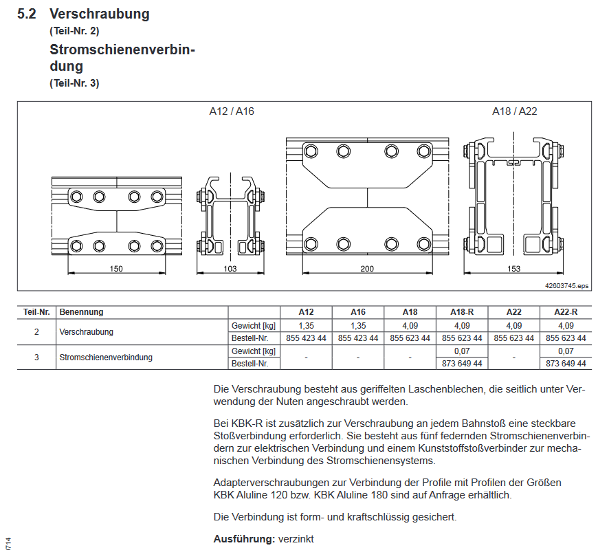Demag Stoßverbindung KBK-A18, KBK-A22