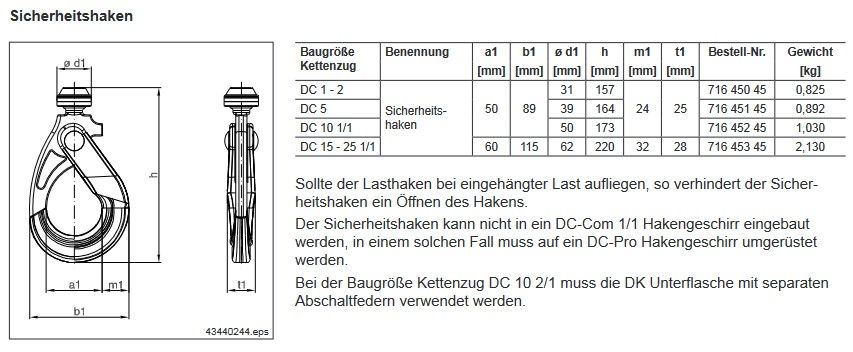 Miniaturbild: Demag Sicherheitslasthaken, Sicherheitshaken DC 1/2