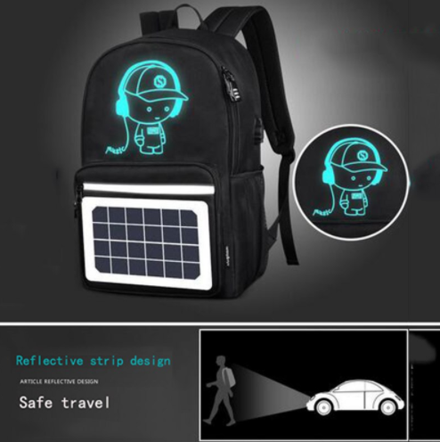 Thumbnail: 14 Inch Solar Panel Cartoon Anti-theft Waterproof Teenagers Backpack