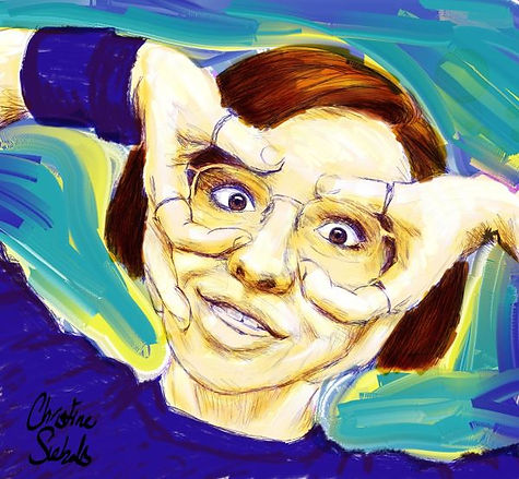 A digital doodle of a self portrait where I am making a funny face