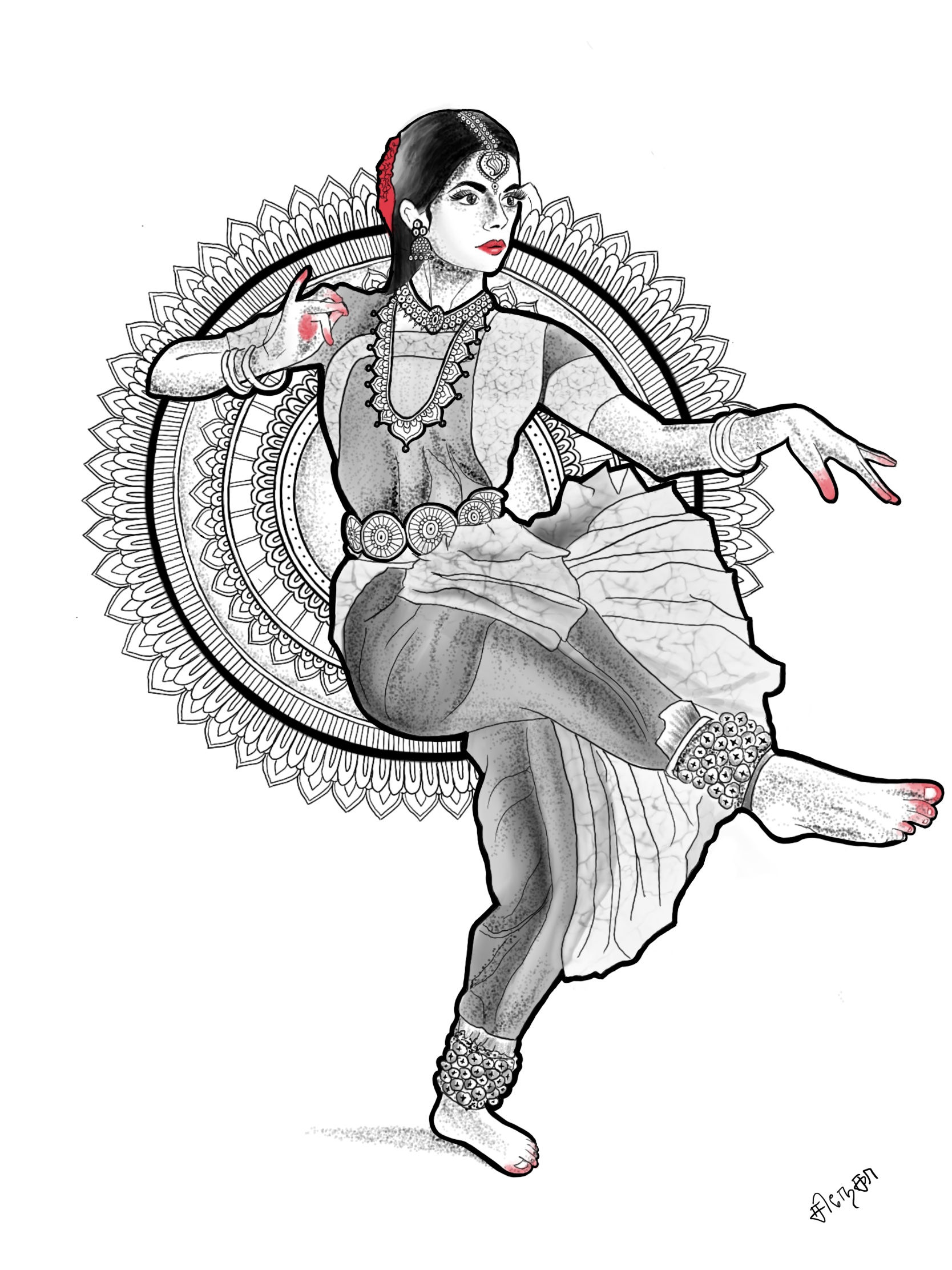 Bharatnatyam Dancer Art Print