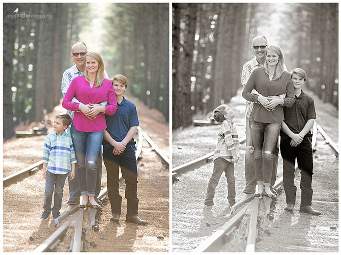 Portrait of family on abandoned railroads at Stone Mountain.