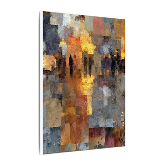 Canvas print of "Echo of Eden" Abstract wall art in shades of gold, silver, grey, and black.