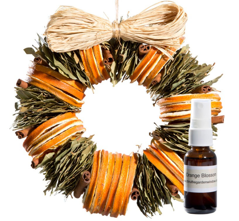 Orange Blossom Wreath (scented with Orange Blossom) with Refresher Oil Gift Set