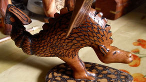Finished dragon. Pyrographed wood.