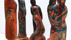 Rainbow convention.Hydrographically dipped cherrywood figurines.