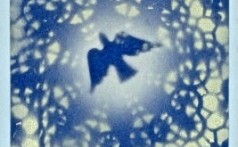 Peace card. Linocut.