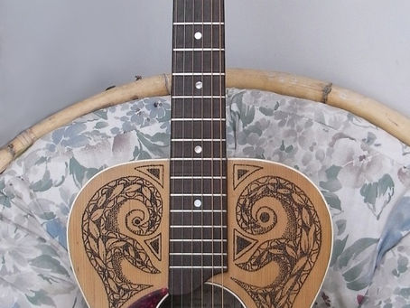 Pyrographed guitar. Ian Woods.