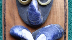 Pirate shells. Shells on  cherrywood and pyrographed.