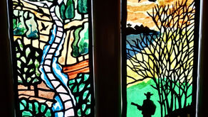 WINDOW WANDERLAND. 2024. Card cut-outs and tissue paper. Theme: 'Happiness is . . . '