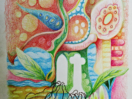 Edge of extinction. Coloured pencils. Ian Woods 2019.