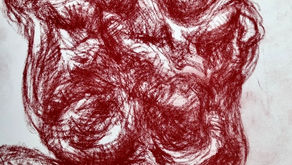 OLIVE ROOT. Red ochre pastel.2022.