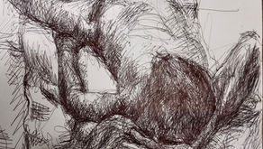 Reclining figure. Scribble ballpoint pen.2023.