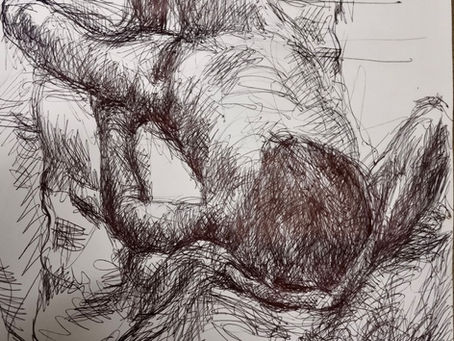 Reclining figure. Scribble ballpoint pen.2023.