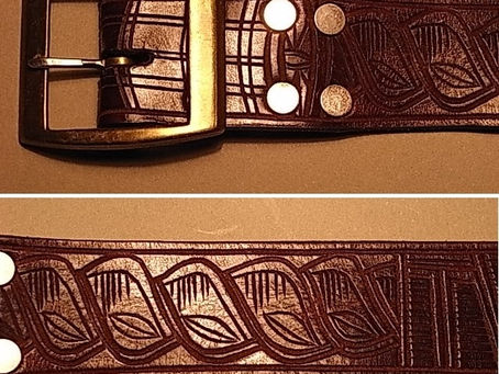 Tooled leather belt