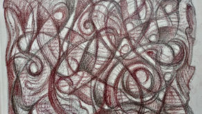 Doodle.  Experimenting with Bideford black and Wick ochre earth pigments. Sept.2023.