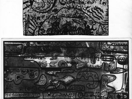 In her sixties, my mother embarked on some interesting monoprints.