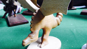 Partly finished dragon. Cherrywood and lacewood.