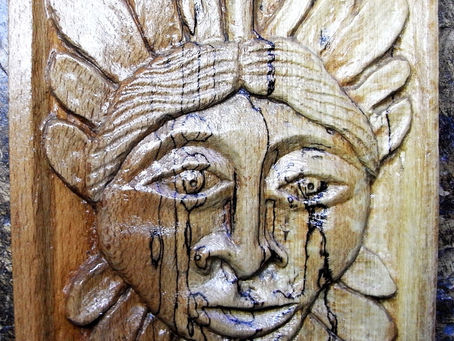 Appleman, spalted cherrywood carving, August 2016. Ian Woods.