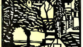 UP THE VALLEY. Cut-out on black paper.