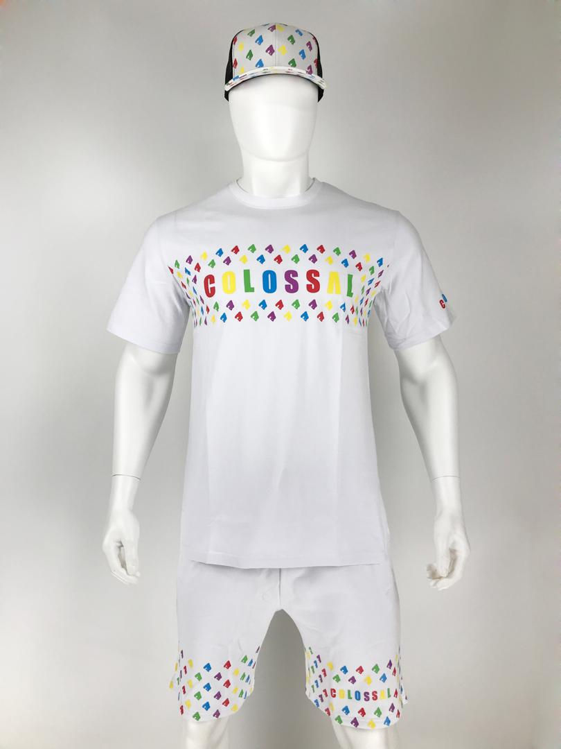 Thumbnail: White Multi Coloured Gorilla COLOSSAL Shorts Set