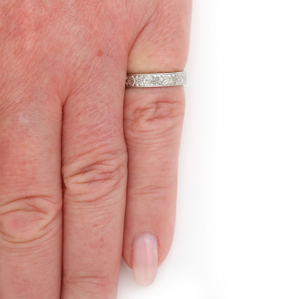 Thumbnail: Art Deco Platinum Floral Engraved Band Ring
