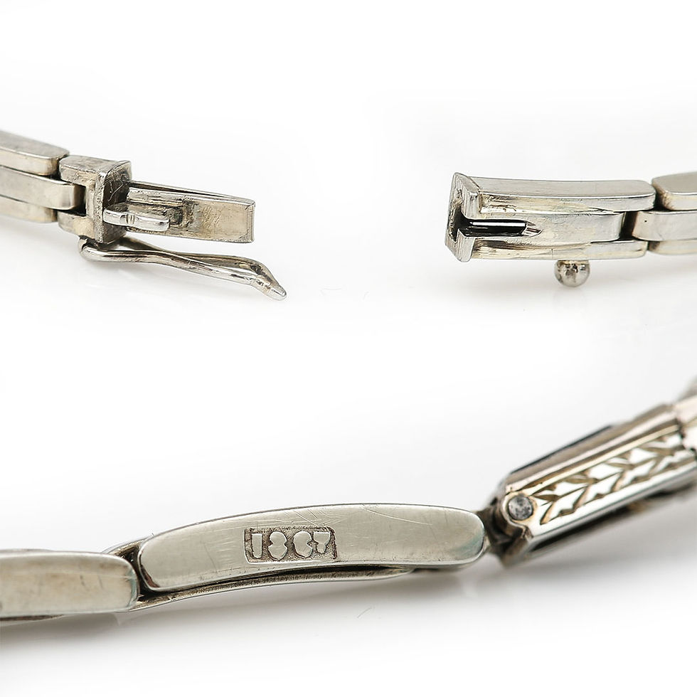 Thumbnail: Art Deco Old Mine Cut Diamond and Onyx Bracelet