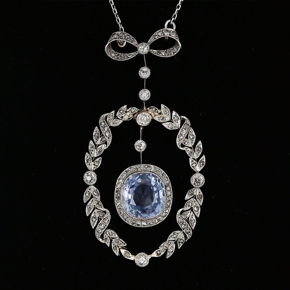 Thumbnail: Victorian 5.35ct No Treatment Cushion Cut Ceylon Sapphire and Diamond Pendant
