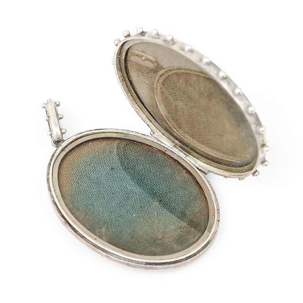 Thumbnail: Victorian Silver Book Link Chain and Locket with Birds, Animals Circa 1880