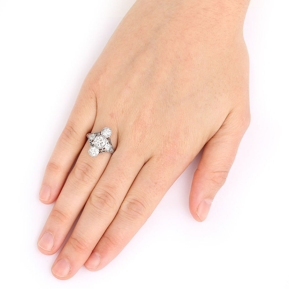 Art Deco Platinum and 18ct White Gold Trilogy 2.10 Carat Diamond Dress Ring