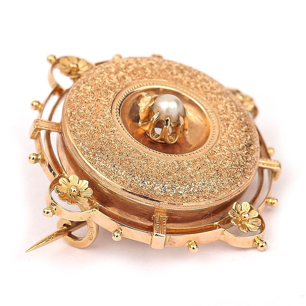 Thumbnail: Fancy 14 Karat Rose Gold Pearl Target Brooch in Original German Box