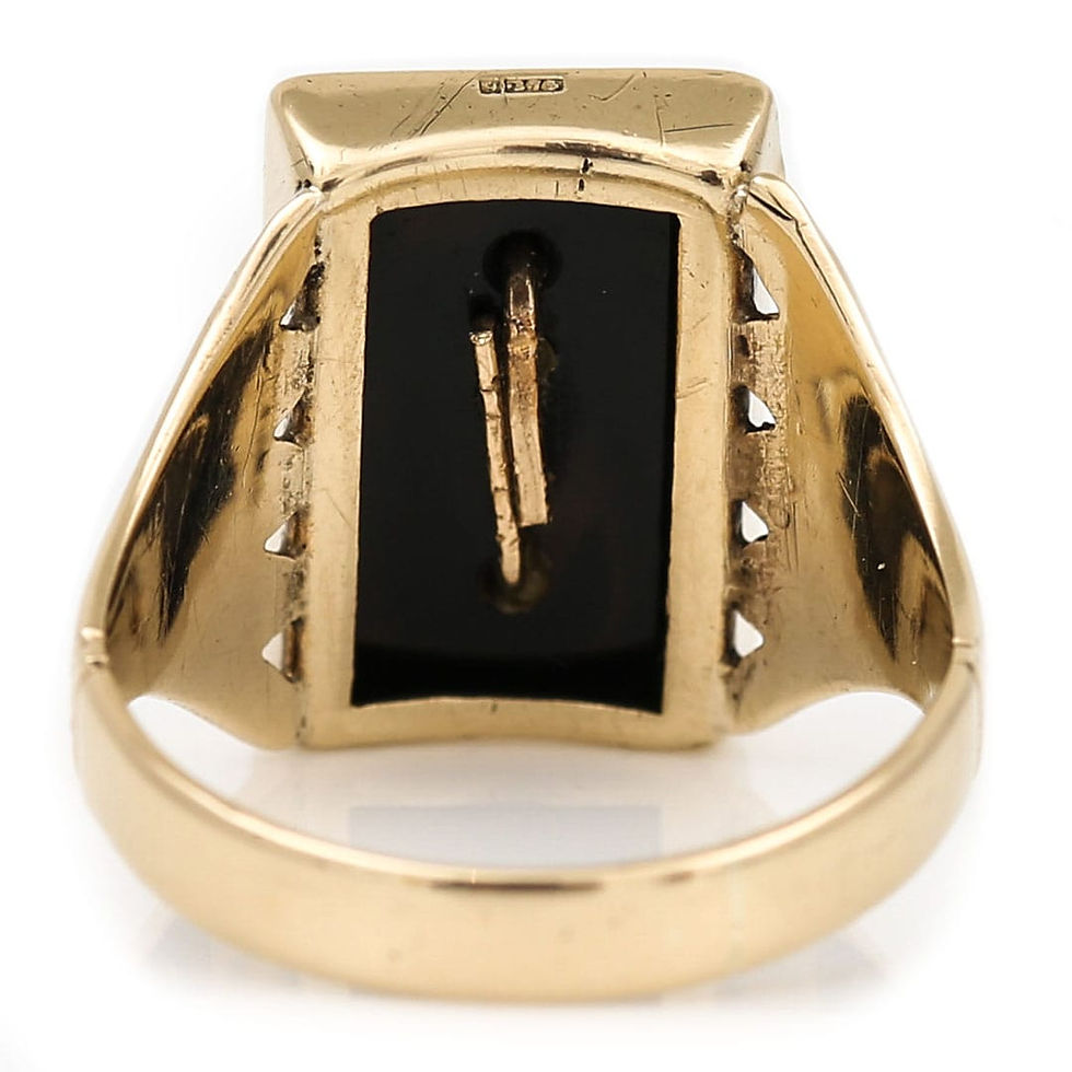 Thumbnail: Vintage Gold and Onyx Big T Initial Ring, Circa 1963