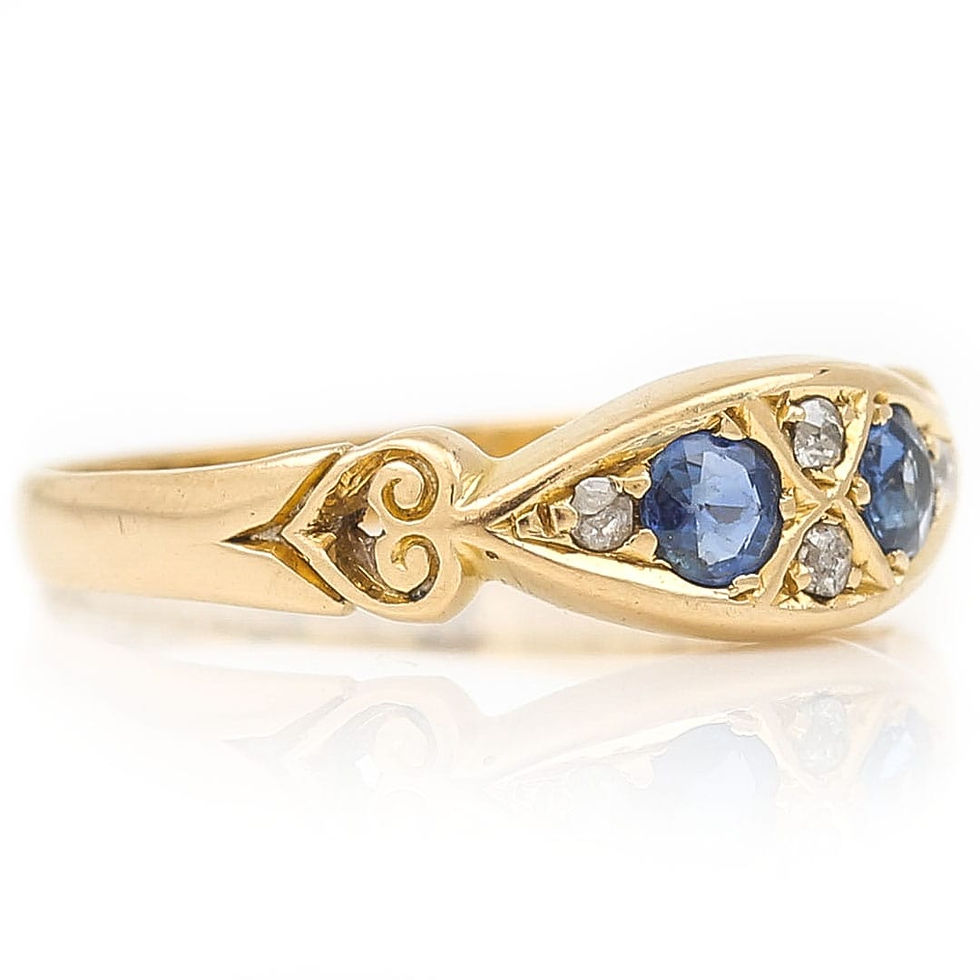 Thumbnail: Edwardian 18ct Gold Sapphire and Diamond Gypsy Ring