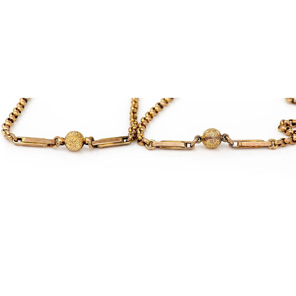 Thumbnail: Edwardian 9ct Gold Belcher and Fancy Ball Link Long Guard Chain, 59" Circa 1905