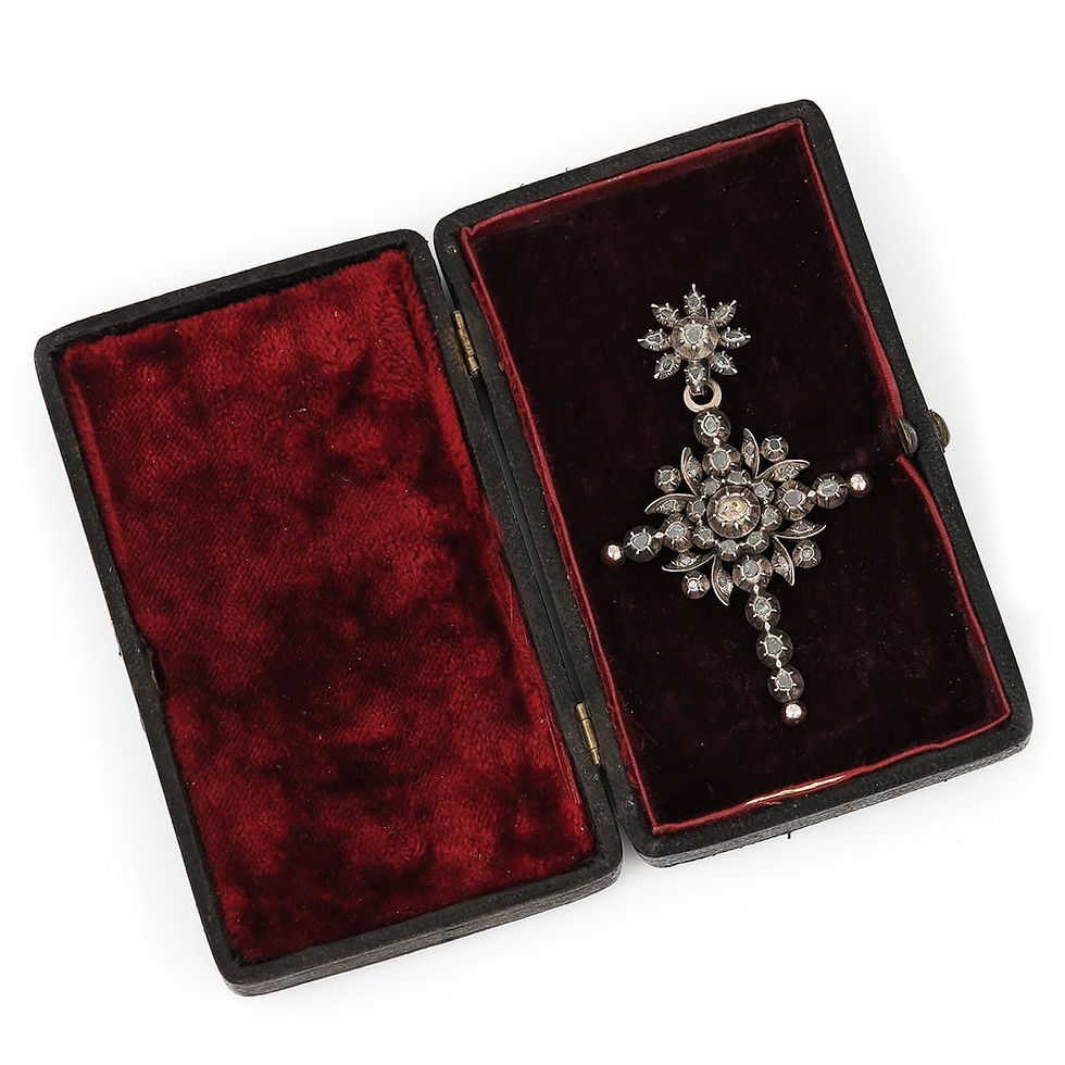 Thumbnail: 19th Century Silver Gilt 1.70ct Rose Cut Diamond Flemish Cross, Circa 1860