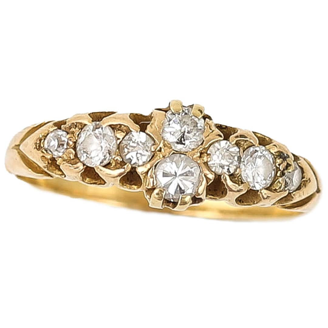 Early 20th Century 18ct Gold European Cut Diamond Band Ring
