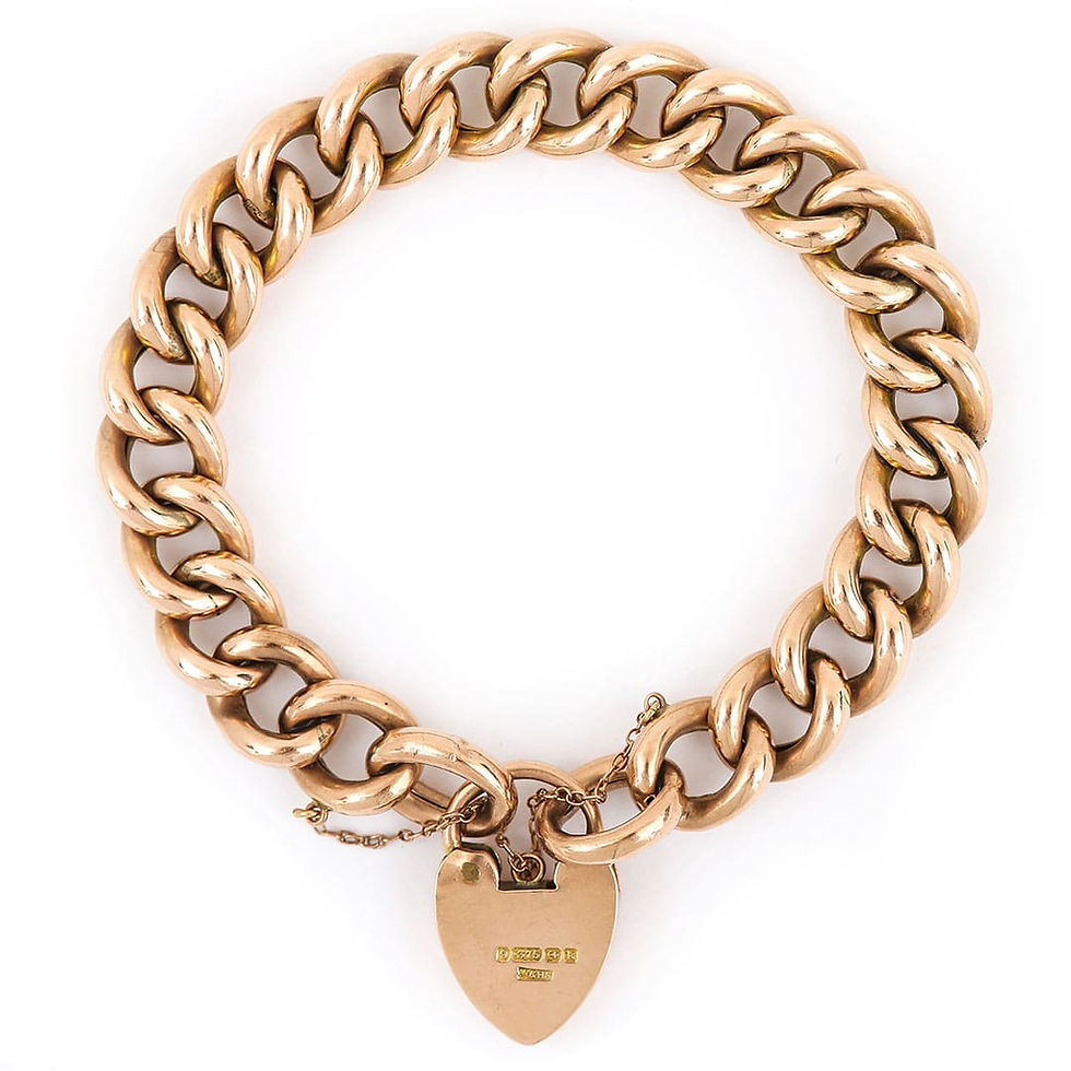 Thumbnail: Edwardian 9ct Rose Gold Large Curb Link Bracelet, Circa 1909