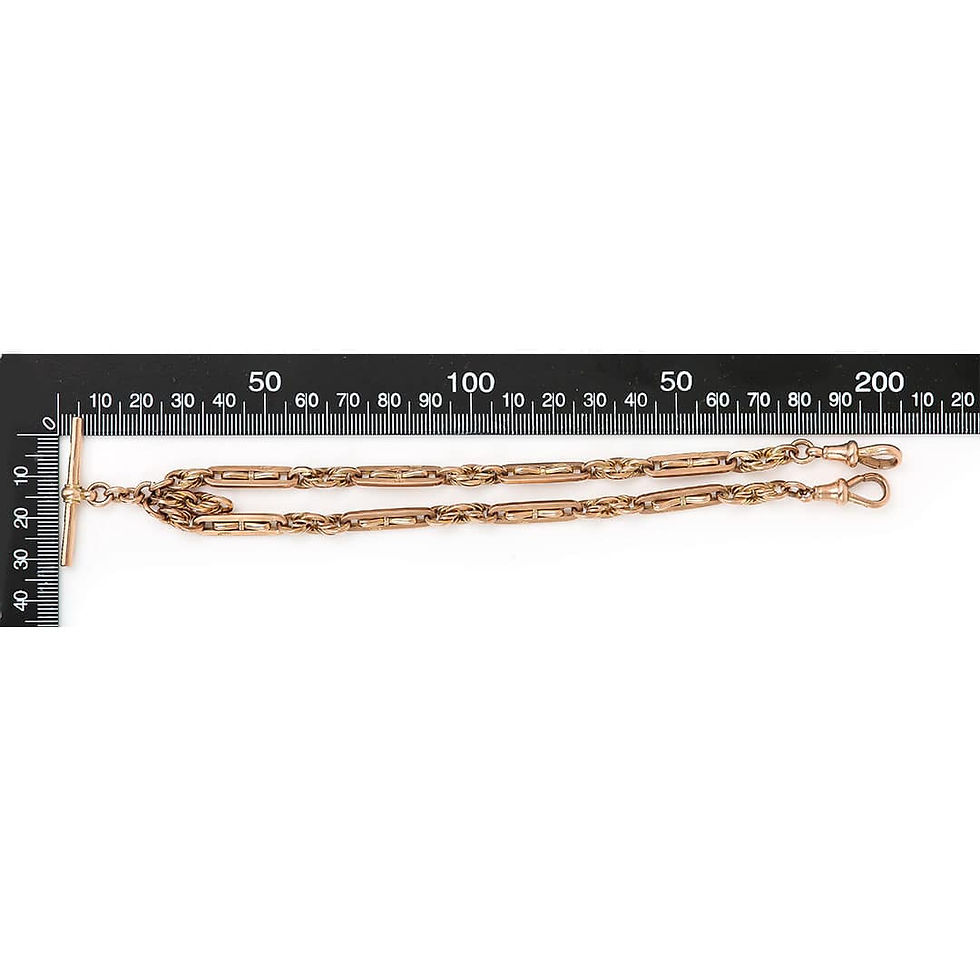 Thumbnail: Edwardian 9ct Rose Gold Fancy Fetter Link Albert Watch Chain, 39.5g, Circa 1914