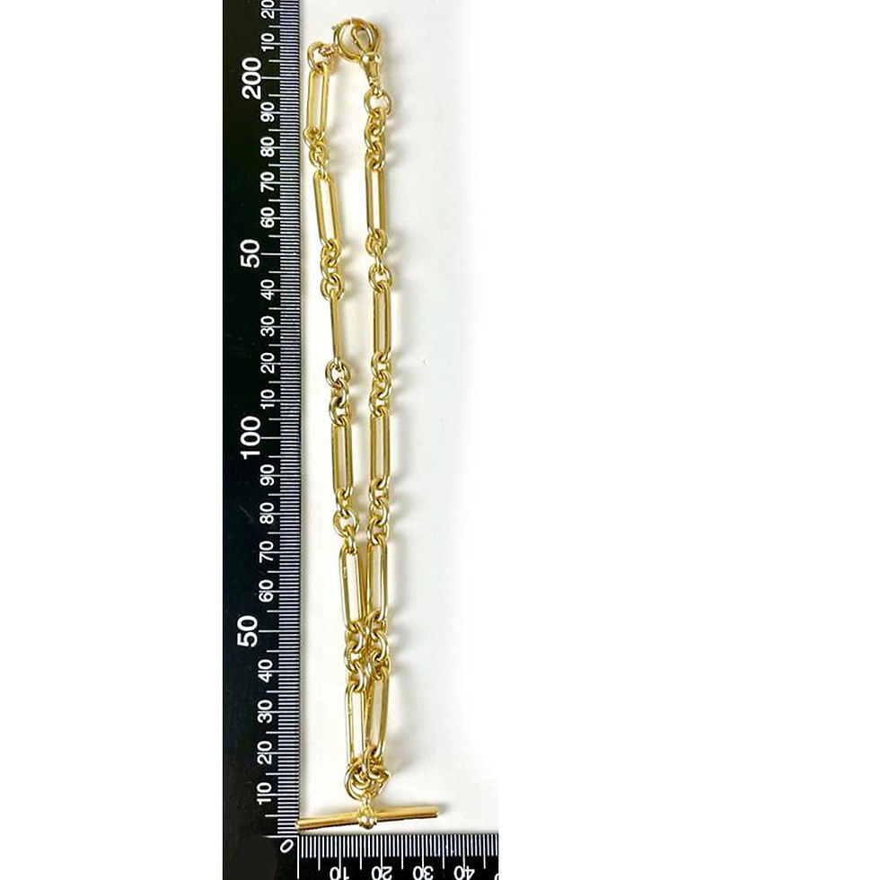 Thumbnail: Art Deco 18k Yellow Gold Trombone Link Albert Chain, Circa 1923