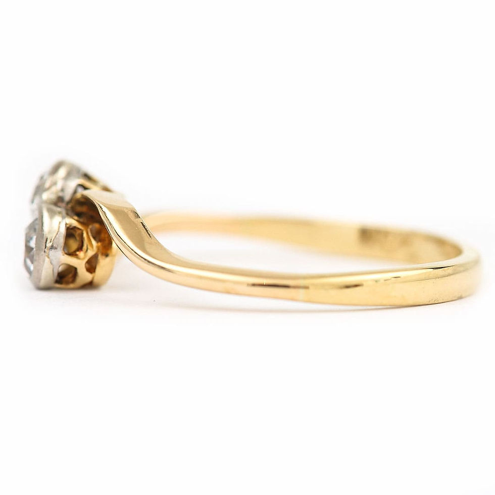 Thumbnail: Early 20th Century 18ct Gold Two Stone Diamond Crossover Ring