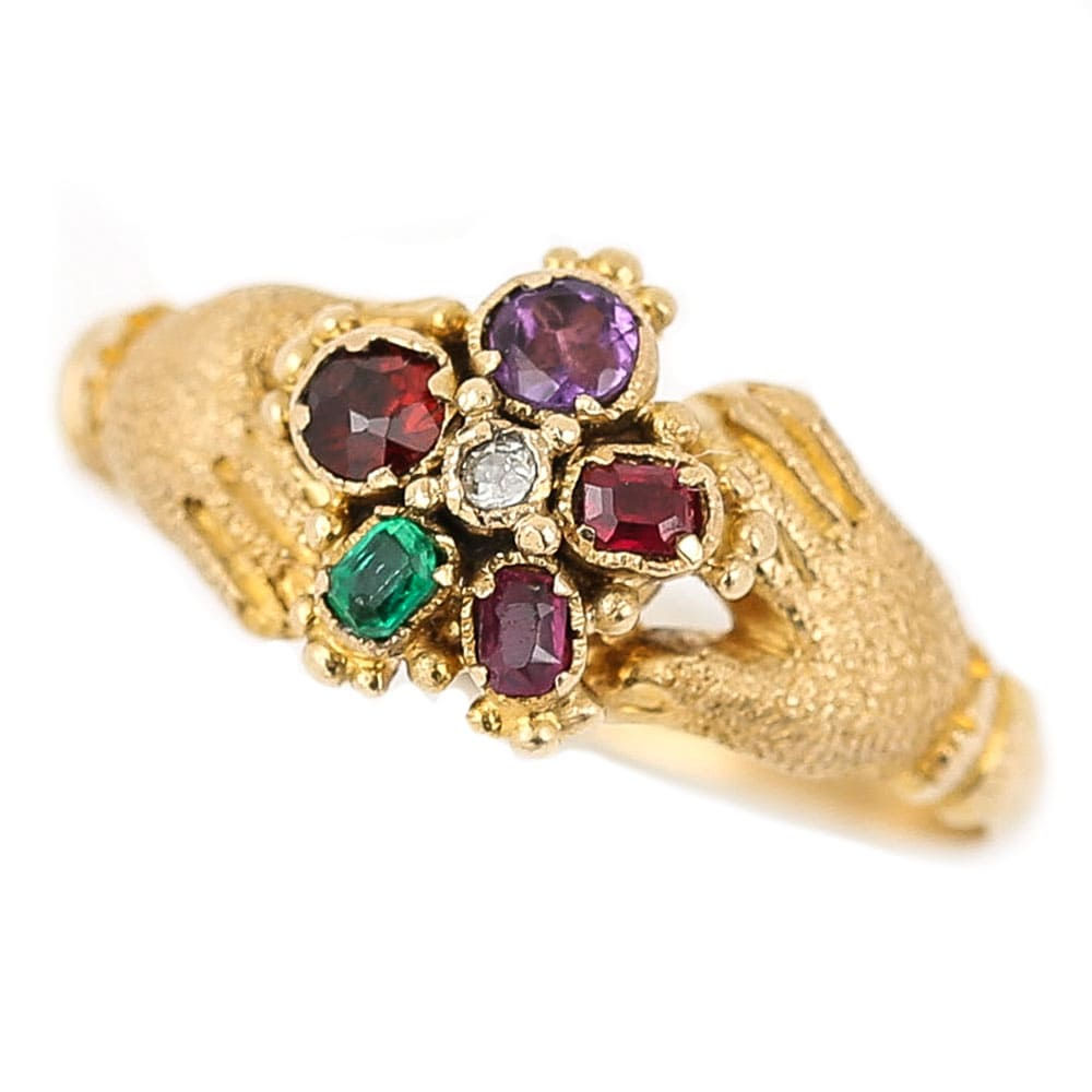 Victorian Daisy Regard and Fede Ring, Circa 1880