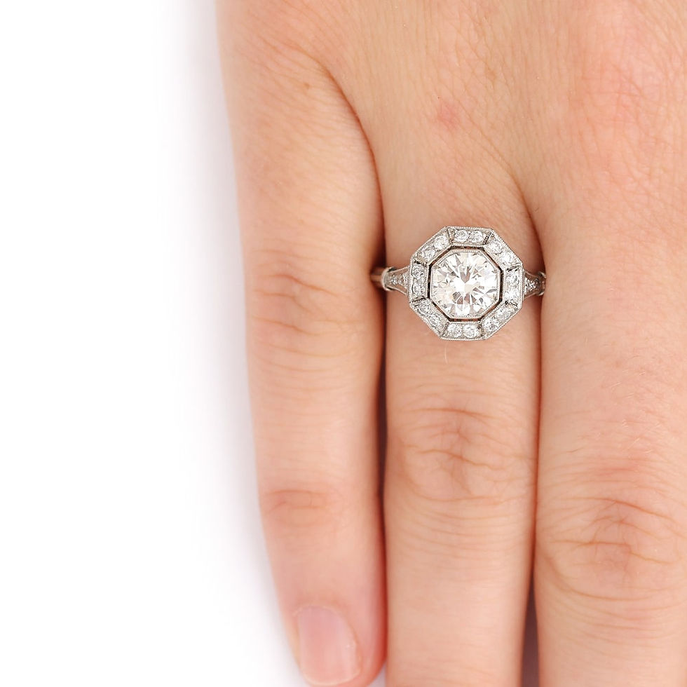 Thumbnail: 1.43ct Platinum Diamond Cluster Art Deco Style Solitaire Engagement Ring