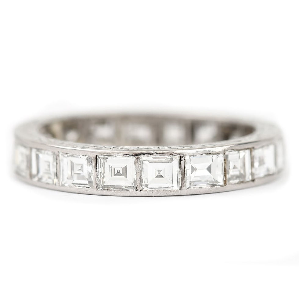 Thumbnail: Platinum Art Deco 2.30ct Asscher & Emerald Cut Diamond Full Eternity Ring c.1930