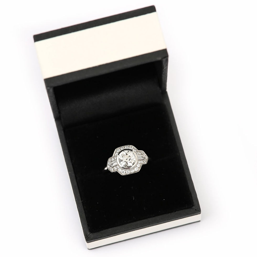 Thumbnail: Platinum Round Old Mine Cut Diamond 1.19 Carat Cluster Engagement Ring