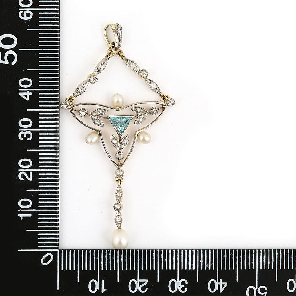 Thumbnail: Edwardian 18K  Gold and Platinum Aquamarine Diamond Pearl Pendant Circa 1910